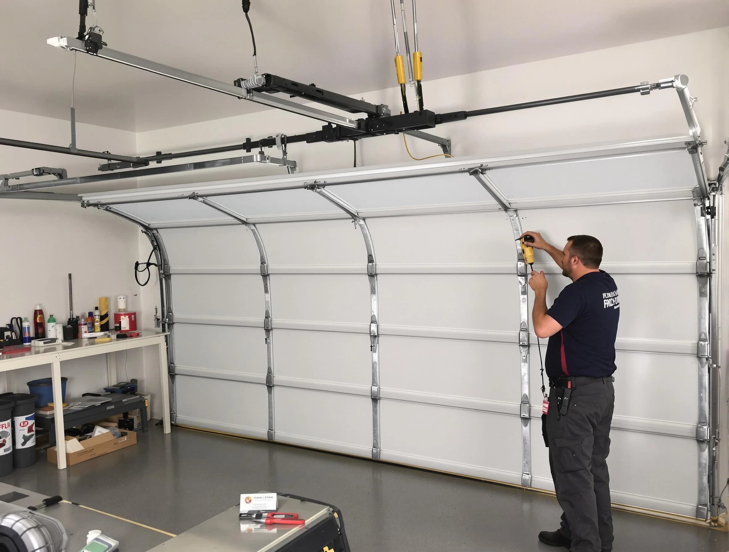 El Cerro Garage Door Repair certified technician performing overhead door system repair in El Cerro